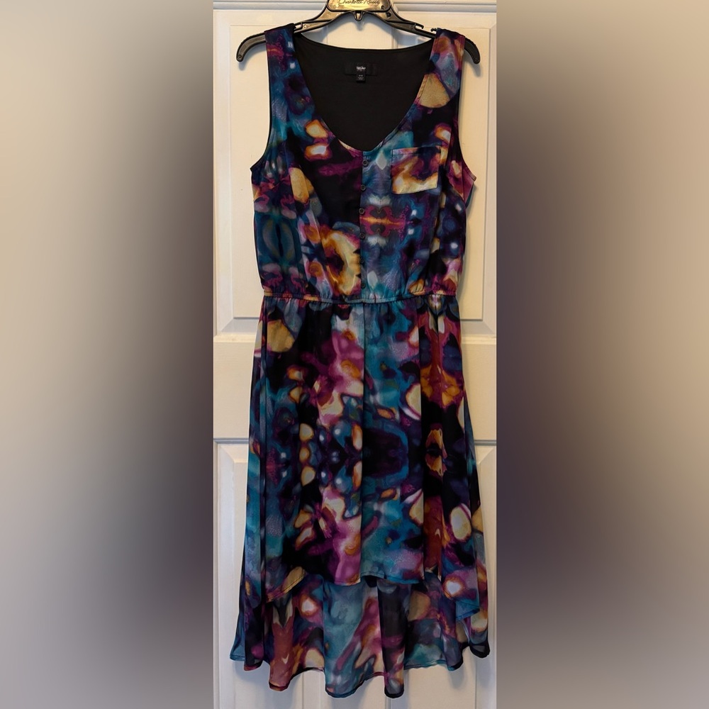 Sleeveless High-Low Multicolor Dress